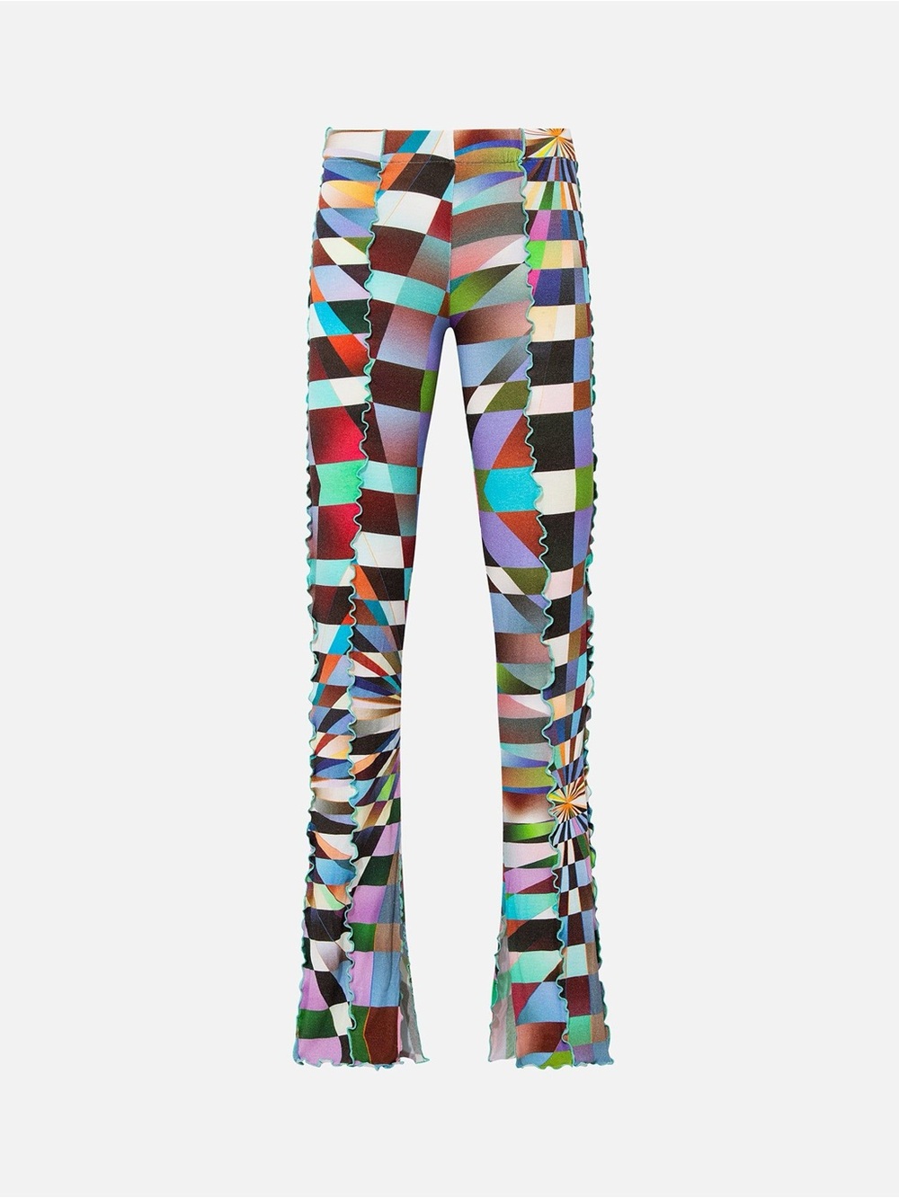 SIEDRES Multicolor Geometric Flared Mesh Pants
